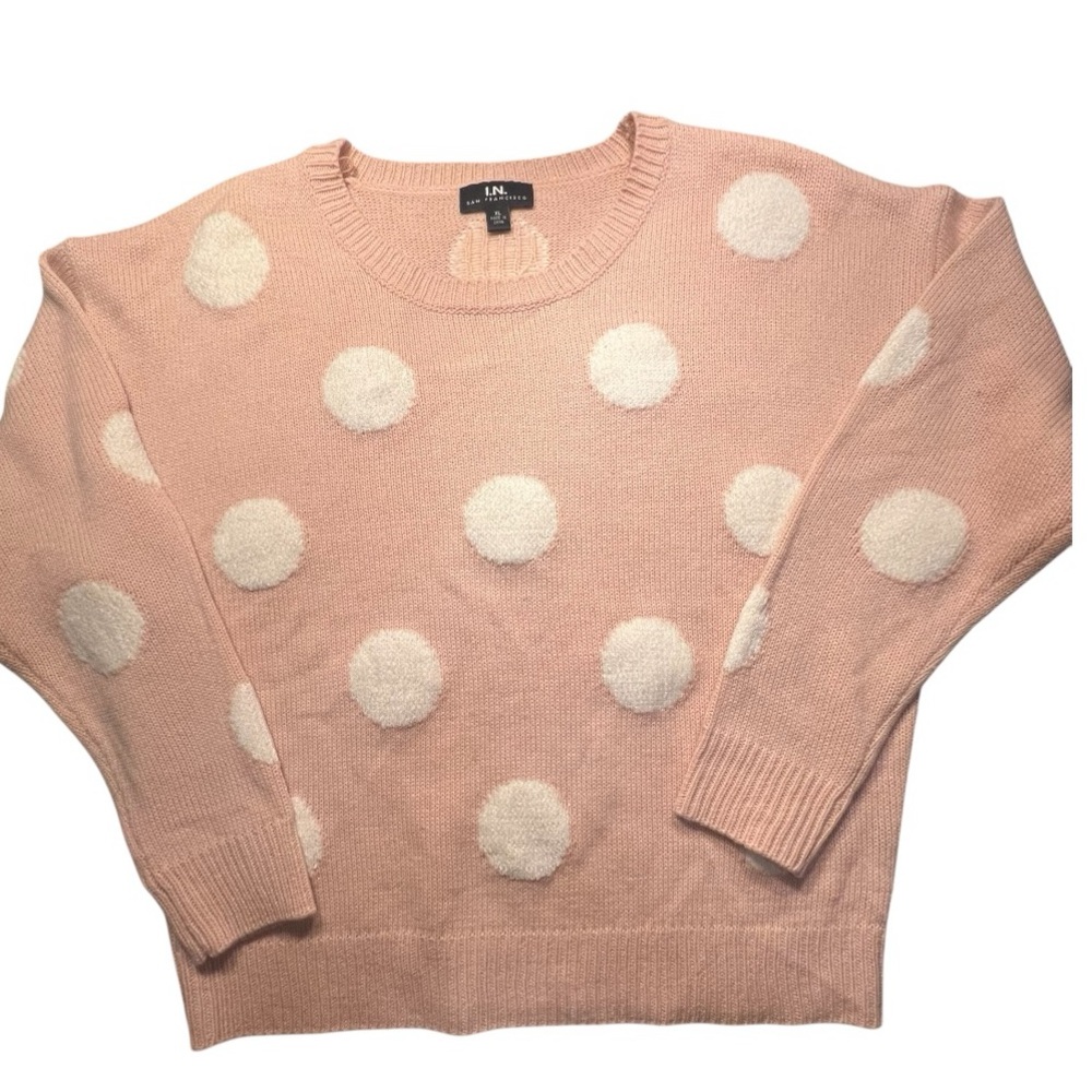 Polka dot sweater pink I.N. San Francisco XL Super soft pink and white soft